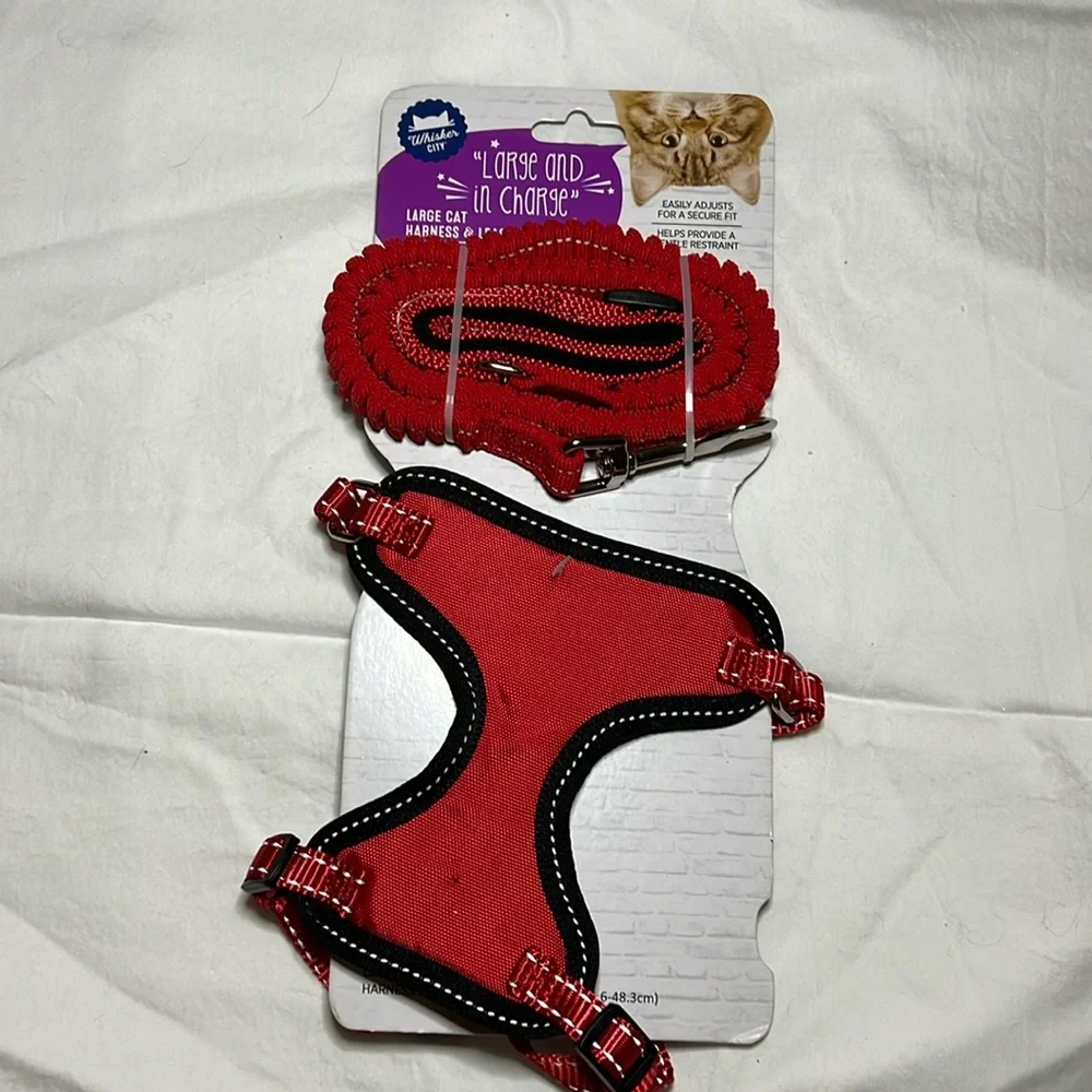 Large red cat harness and leash- adjustable